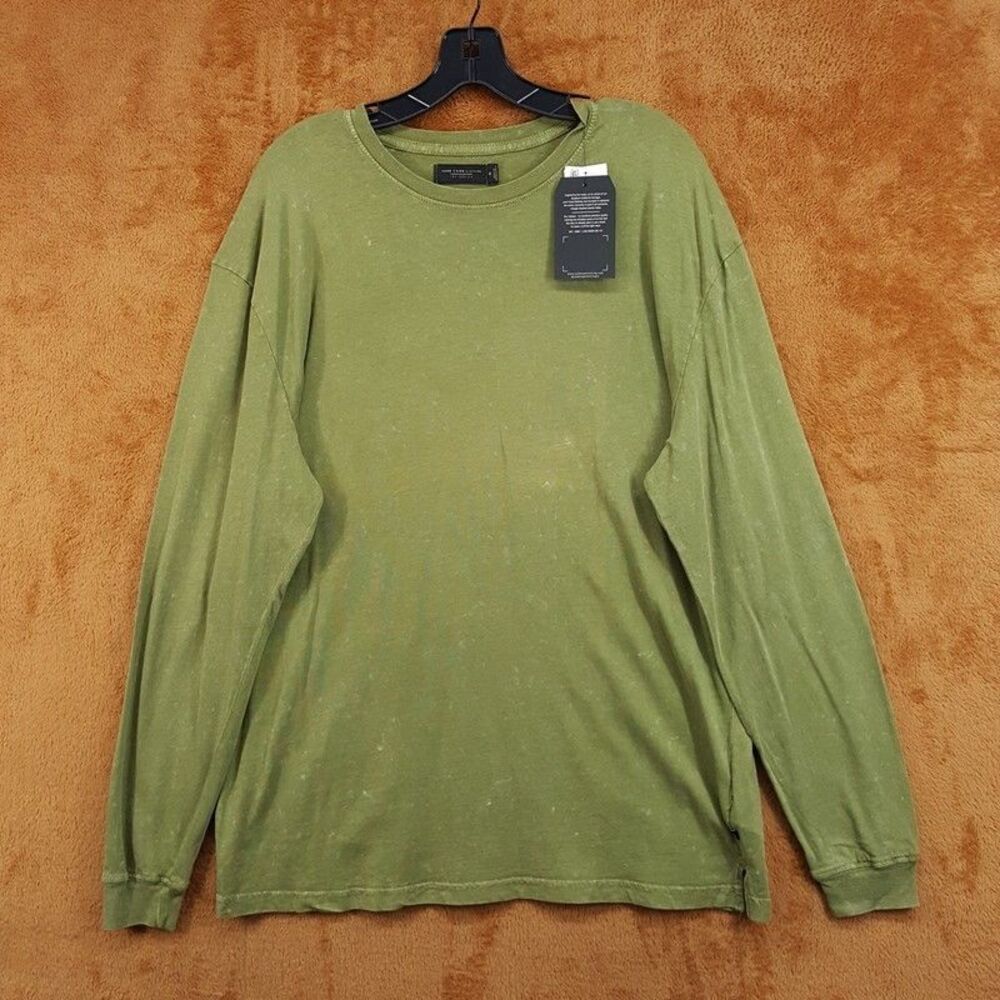 JUNK FOOD Shirt Mens Medium Green Pullover Crew Long Sleeve KENDRICK Tie Dye